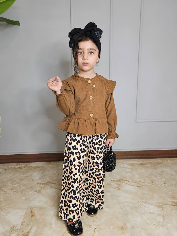 شومیز شلوار دخترانه پلنگی